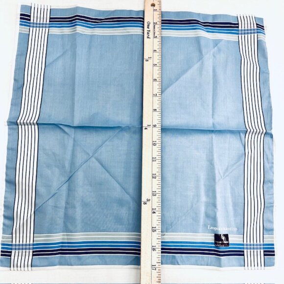 Set: 2 Valentino F Neckties Blue Striped +1 Valentino L Blue Handkerchief (60) - Picture 11 of 11